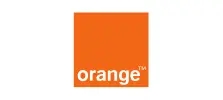 Logo de Orange telecom - cuadrado relleno en naranja vivo con la marca de palabra 'orange™' en blanco en minúsculas centrada en su interior, que representa a Orange como socio operador de red móvil de TrueSignal